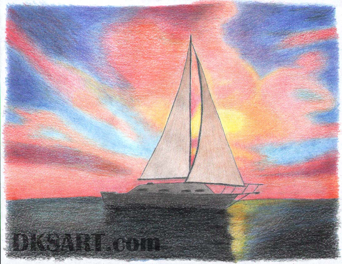 sailboat drawing colored
