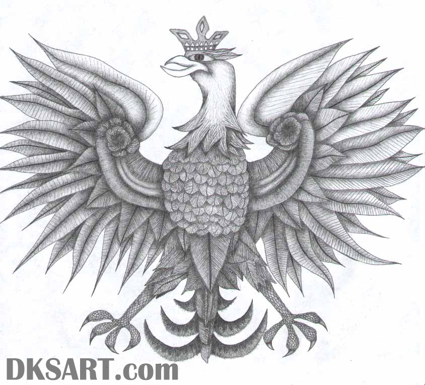 Artistic Pencil Drawing Of An Eagle With Spread Wings