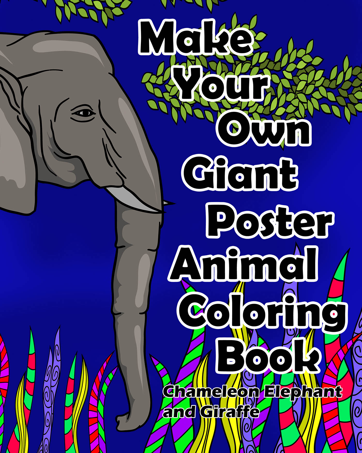 Giant Poster Animal Coloring Book Chameleon Elephant Giraffe