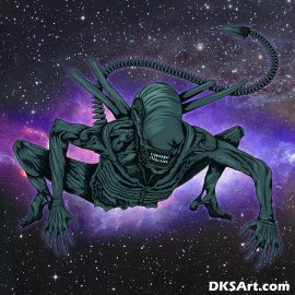 Digital drawing of an alien from Alien movie franchise