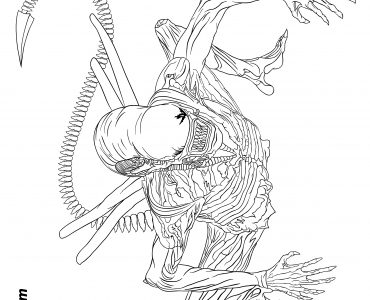 Coloring book page of alien from Alien movie franchise