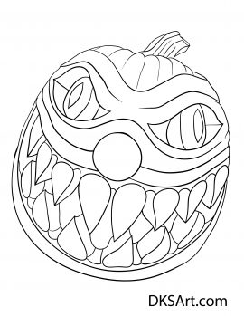 Carved Halloween Pumpkin Coloring Book Page