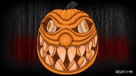Hand drawn digital illustration of Halloween pumpkin