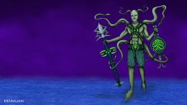 Digital drawing of half man half squid mutant