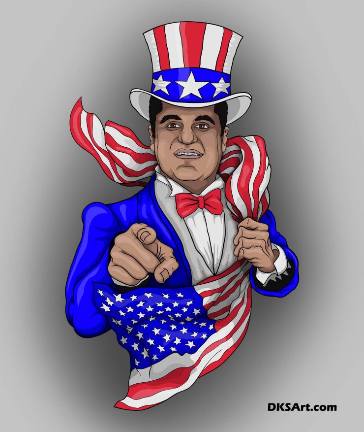 Cenk Uygur shirt design as Uncle Sam Cartoon Style drawing