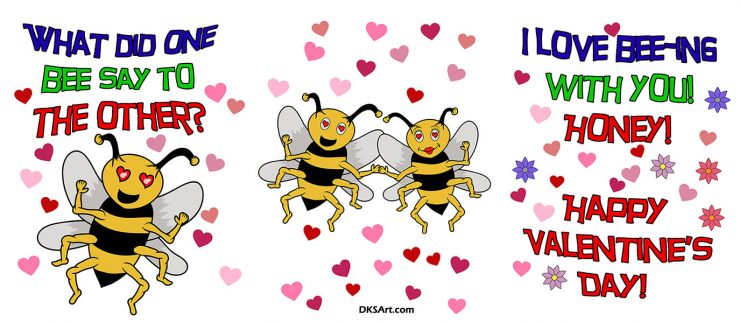 Valentines Day Holiday Greeting Card With Honey Bees On It In Love