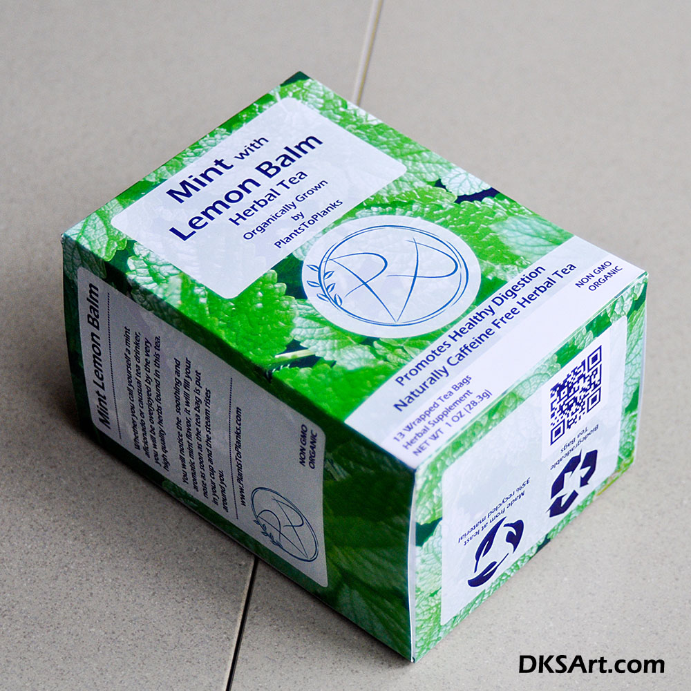 Gift mint tea box design showing bottom of package