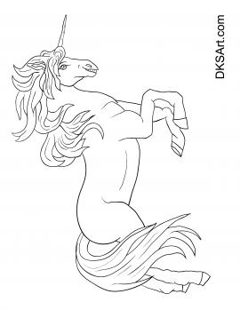 Free Coloring Book Page of a Happy Unicorn