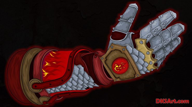 Concept art of a gauntlet for use in a trading card game