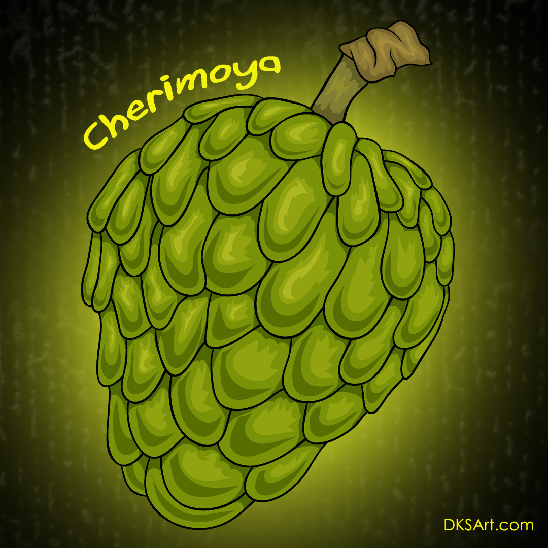 Download Cherimoya Fruit Cartoon Style Digital Illustration