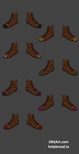 Game asset design artwork of leather warrior boots for holybread game