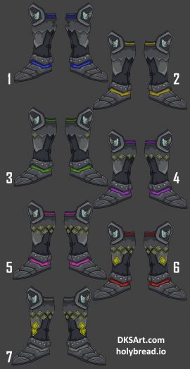 Steel boots armor game asset design for Holy Bread game