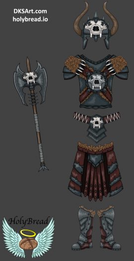 Legendary set armor for barbarian characters class used in Holy Bread game