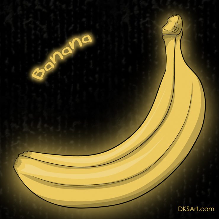 Digital drawing of a Banana for kids coloring book