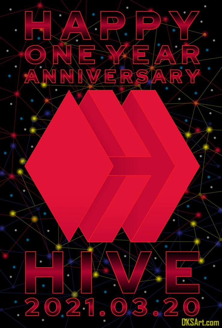 Promotional poster celebrating the one year anniversary of Hive