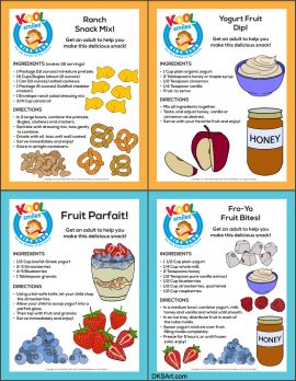 activity sheet for kids with healthy snacks