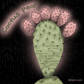Digital drawing of cactus pear fruit for kids coloring book