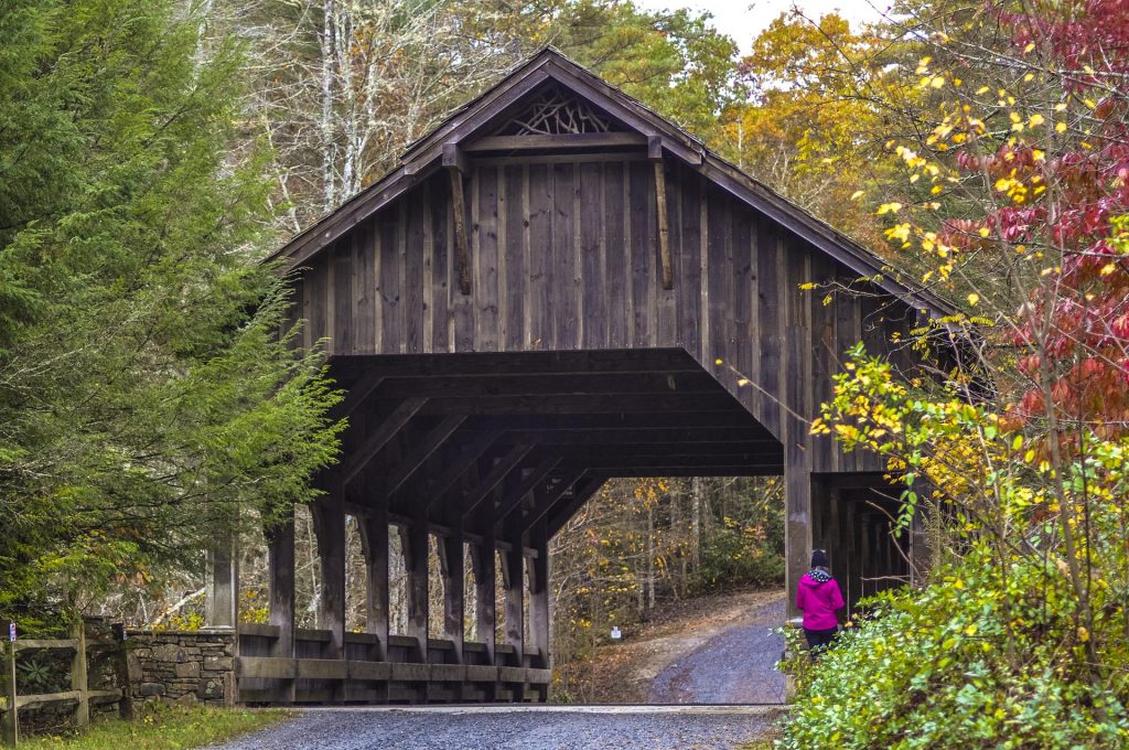 covered wood bridge